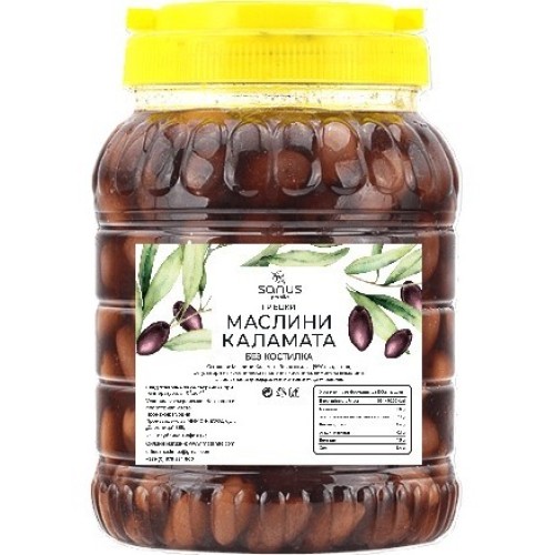 Sanus Pro Olive - Маслини Каламата без костилка 1kg. Sanus Pro Olive - Маслини Каламата без костилка 1kg.