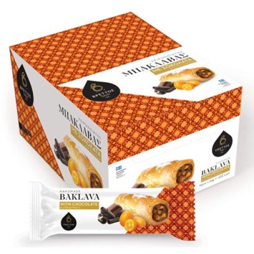 Vrettos – Гръцка баклава с шоколад и цитрус 70g. - Кутия 12бр. Vrettos – Гръцка баклава с шоколад и цитрус 70g. - Кутия 12бр.
